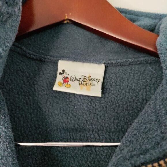Walt Disney World Mickey Mouse Logo Men M‎ Blue 1/4 Zip Fleece Theme Park Jacket - Picture 2 of 6